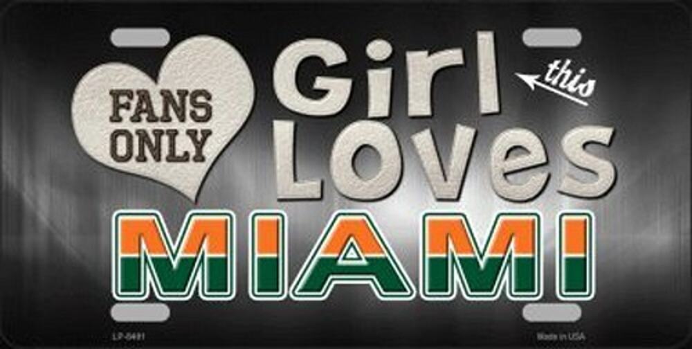 NCAA License Plate Miami This Girl Loves Her Hurricanes Metal Auto Sign